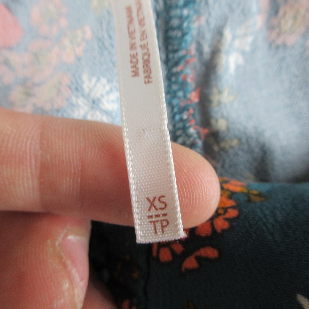 Free People Pants Womens XS Teal Floral Flare Leg Crepe Pull On Boho‎ Festival - Picture 3 of 10